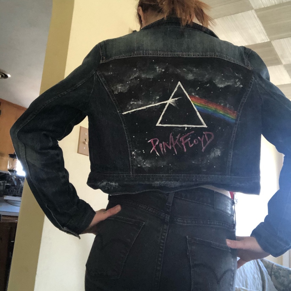 🌈✌🏻Hand painted Pink Floyd Denim Jacket!! - Picture 2 of 5